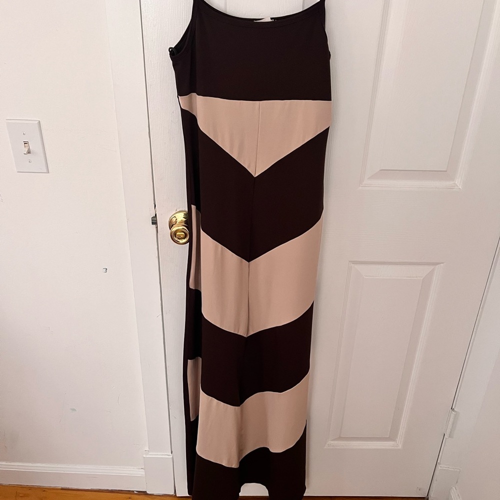 XOXO Brown and Beige Chevron Maxi dress